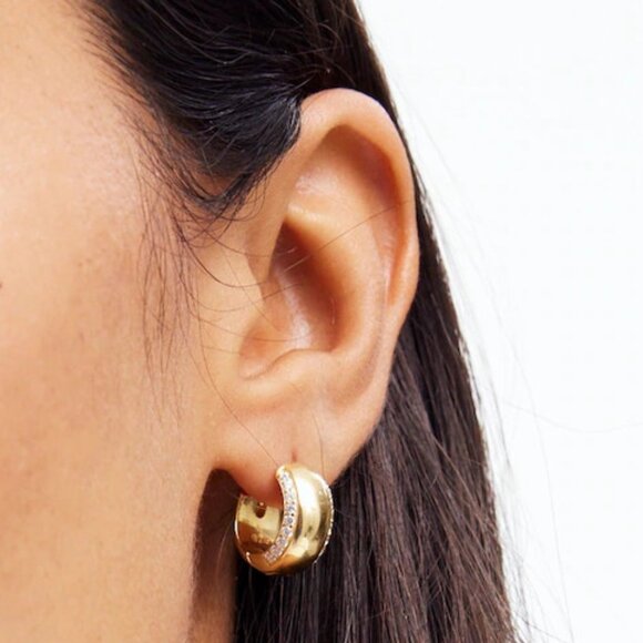 [NWT] Madewell Demi-Fine 14k Gold Plated Sterling Silver Hoop Earrings - Picture 1 of 3